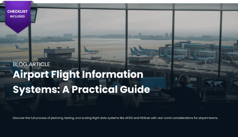 Traveler checking digital departures board powered by airport flight information systems.